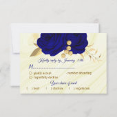 Cartons Réponse choix de repas en marbre bleu royal (Devant)