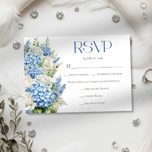 Cartons Réponse Choix de repas floral de mariage élégant Hortensia