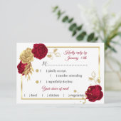 Cartons Réponse choix de repas géométrique fleurs bordeaux et or (Debout devant)