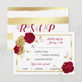Cartons Réponse choix de repas géométrique fleurs bordeaux et or (Devant / Derrière)