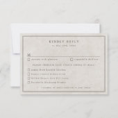 Cartons Réponse Choix de repas mariage de cowboy du pays occidenta (Dos)