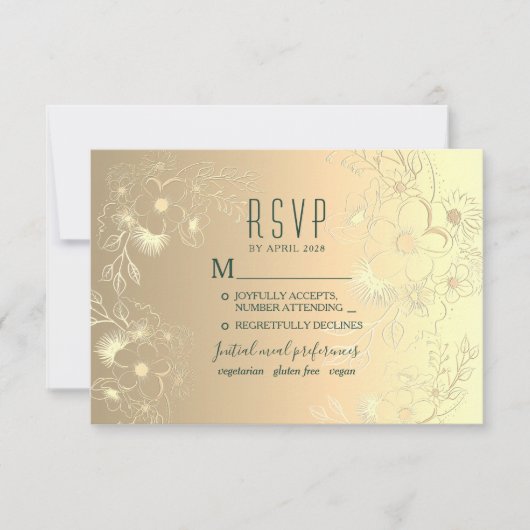 Cartons Réponse Choix de repas Mariage d'or (Devant)