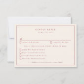 Cartons Réponse Choix de repas mariage du coucher de soleil lumine (Dos)