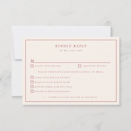 Cartons Réponse Choix de repas mariage du coucher de soleil lumine (Dos)