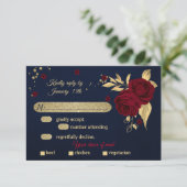 Cartons Réponse choix de repas marine floraux d'or bordeaux (Debout devant)