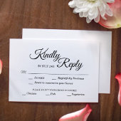 Cartons Réponse Choix de repas simple noir et blanc