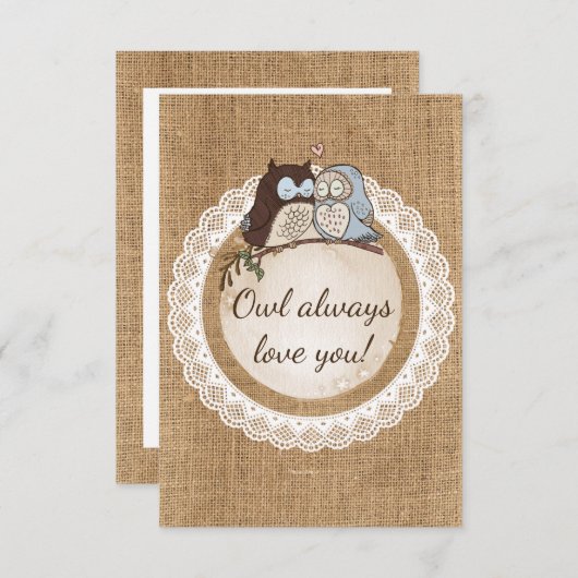 Cartons Réponse Chouette toujours vous aimer Mariage Décontracté R (Devant / Derrière)