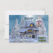 Cartons Réponse Christmas Party Winter White Snowman Blue Rustic (Devant)