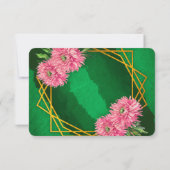 Cartons Réponse Chrysanthèmes rose Mariage géométrique or (Dos)