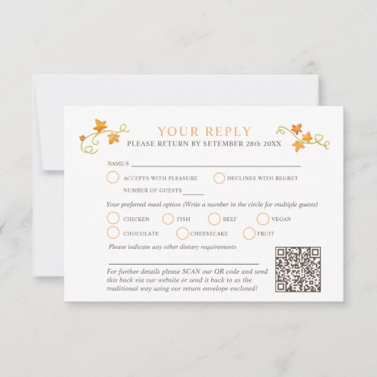 Cartons Réponse Chute amoureuse aquarelle citrouille code QR maria (Devant)