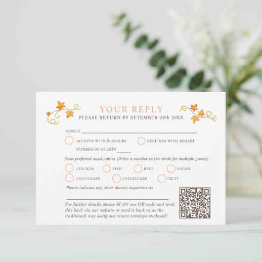 Cartons Réponse Chute amoureuse aquarelle citrouille code QR maria (Debout devant)