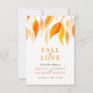 Cartons Réponse Chute amoureuse aquarelle orange rouge mariage de