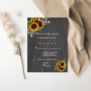Cartons Réponse Chute Aquarelle Sunflowers Chalkboard Mariage