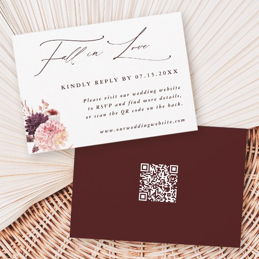 Cartons Réponse Chute en amour Automne Mariage QR Code