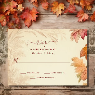 Cartons Réponse Chute en amour Belle automne Feuilles Mariage de a