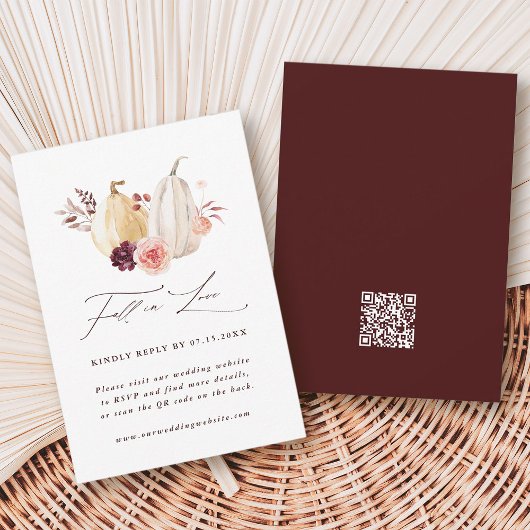 Cartons Réponse Chute en amour Citrouille Automne Mariage QR Code