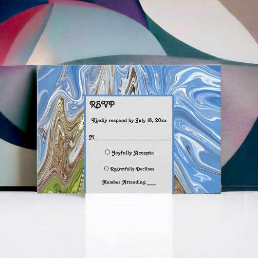 Cartons Réponse Ciel bleu vert minimal ton Terre Mariage Abstrait