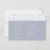 Cartons Réponse Cimier Monogramme Dusty Blue paysage Mariage (Devant)