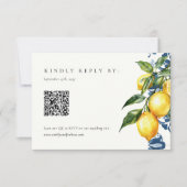 Cartons Réponse Citron Citrus Positano Mariage italien QR Code RSV (Devant)