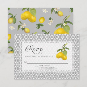 Cartons Réponse Citron rustique agrumes Floral gris jaune blanc RS