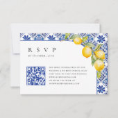 Cartons Réponse Citrons Bleus Mariage QR code (Devant)