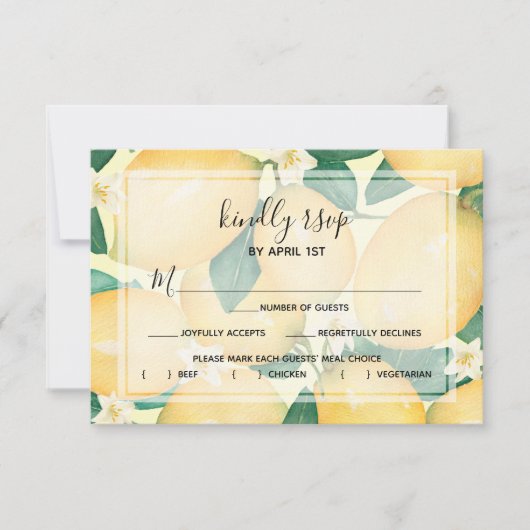 Cartons Réponse Citrons et Feuilles (Devant)