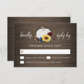 Cartons Réponse Citrouille blanc Tournesol Rose Mariage de automne (Devant / Derrière)