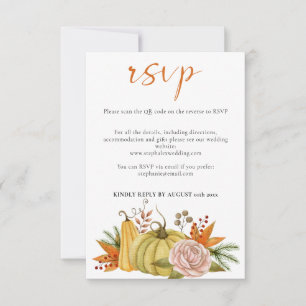 Cartons Réponse Citrouille d'automne Floral Mariage QR Code
