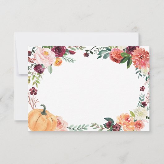 Cartons Réponse Citrouille Élégant Automne Floral Rustique Thème M (Dos)