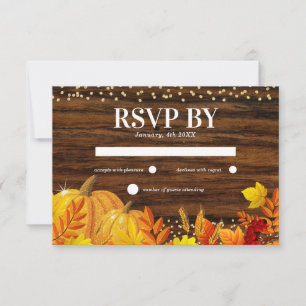 Cartons Réponse Citrouille Pailletée Rustique Mariage Automne