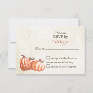 Cartons Réponse citrouilles aquarelle récolte automne mariage cart