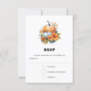 Cartons Réponse Citrouilles d'automne avec Fleurs et Mariage de fe