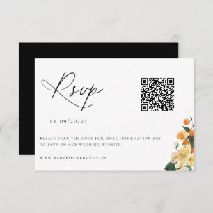 Cartons Réponse Citrus Orange Floral Mariage QR Code