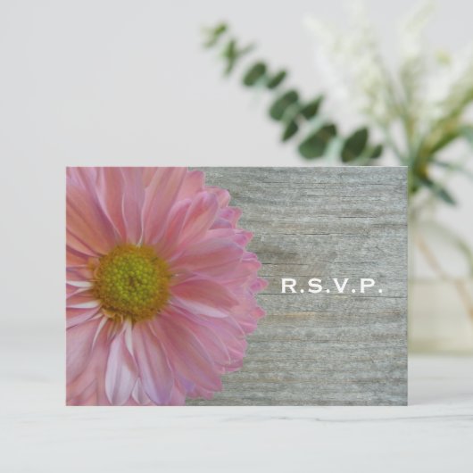 Cartons Réponse Clair Purple Daisy & Barnwood Mariage R.S.V.P. (Debout devant)