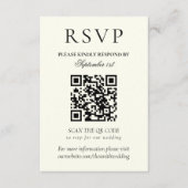 Cartons Réponse Classic Black and White Minimalist Wedding QR Code (Devant)
