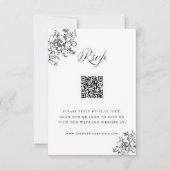 Cartons Réponse Classic Bloom Garden Mariage noir et blanc QR Code (Devant)