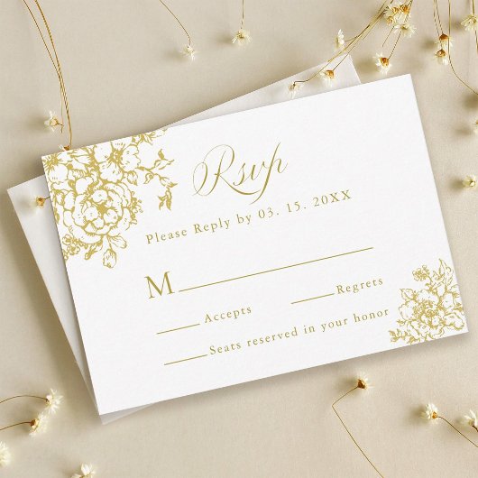 Cartons Réponse Classic Bloom Garden Mariage or