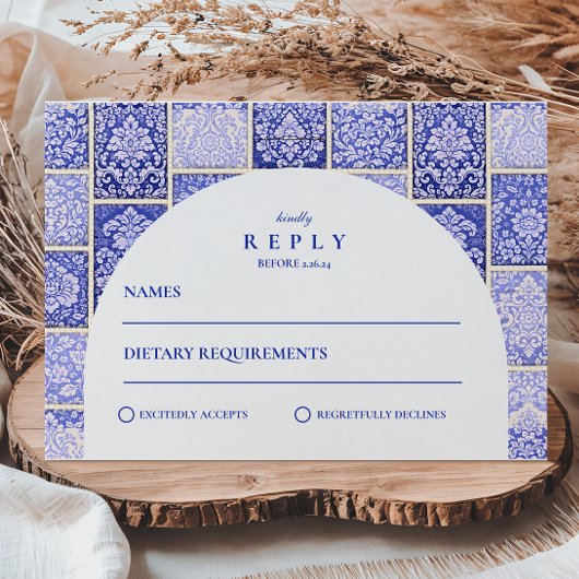Cartons Réponse Classic Blue Porcelain Patchwork Wedding