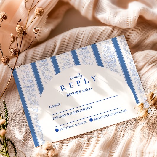 Cartons Réponse Classic Blue Toile Graduation Party