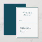 Cartons Réponse Classic Border Teal Elegant Wedding Meal Choice (Devant / Derrière)