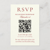Cartons Réponse Classic Burgundy Red Minimalist Wedding QR Code (Devant)