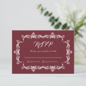Cartons Réponse Classic Burgundy Wine Ornately Framed Wedding (Debout devant)
