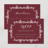 Cartons Réponse Classic Burgundy Wine Ornately Framed Wedding (Devant / Derrière)