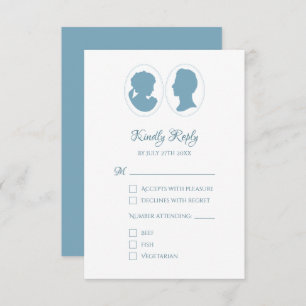 Cartons Réponse Classic Cameo Regency Mariage bleu