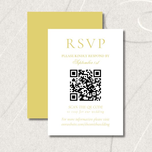 Cartons Réponse Classic Chartreuse Minimalist Wedding QR Code