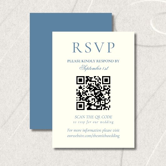 Cartons Réponse Classic Dusty Blue Minimalist Wedding QR Code