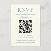Cartons Réponse Classic Dusty Blue Minimalist Wedding QR Code (Devant)
