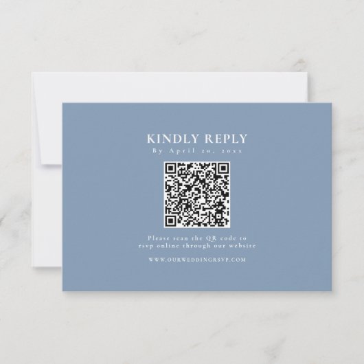 Cartons Réponse Classic Dusty Blue QR Code Formal Elegant (Devant)