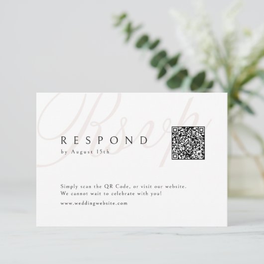 Cartons Réponse Classic Elegance Calligraphie Mariage QR code (Debout devant)