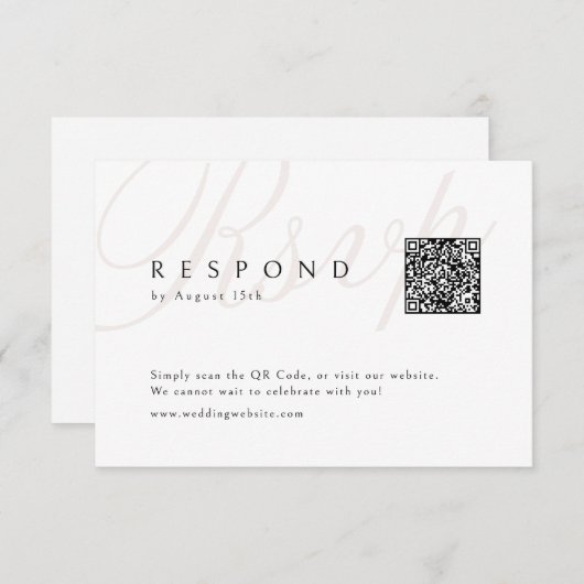 Cartons Réponse Classic Elegance Calligraphie Mariage QR code (Devant / Derrière)